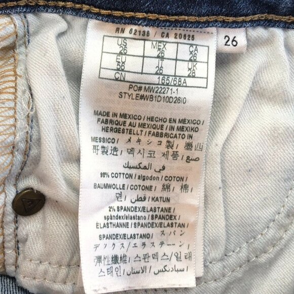 Guess Womens Cut Off Jean Shorts Size 26 Blue Denim Distressed Casual Frayed Hem - Picture 4 of 15